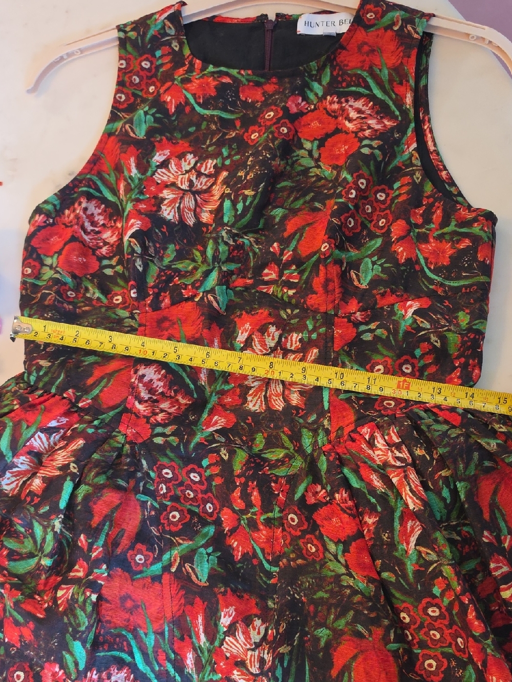 Hunter Layne Bell Red and Green Floral Mini Dress Size 6 - Picture 6 of 11